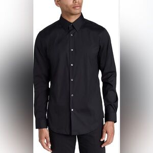 Theory Men's Sylvain_Kenai Button Down Long Sleeve Shirt Black, Size M EUC B